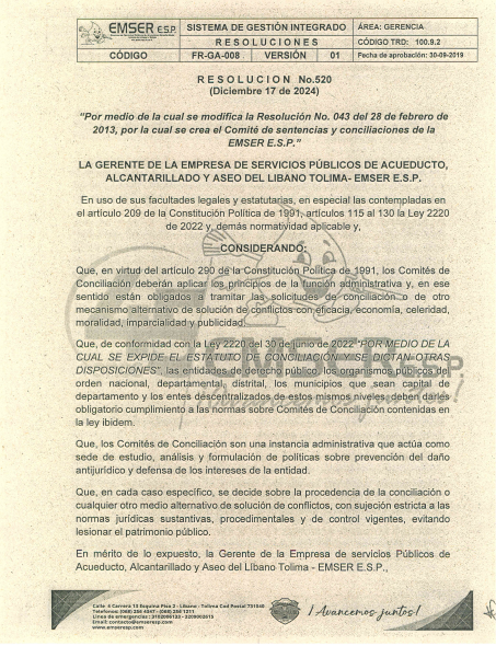Resolucion no 520