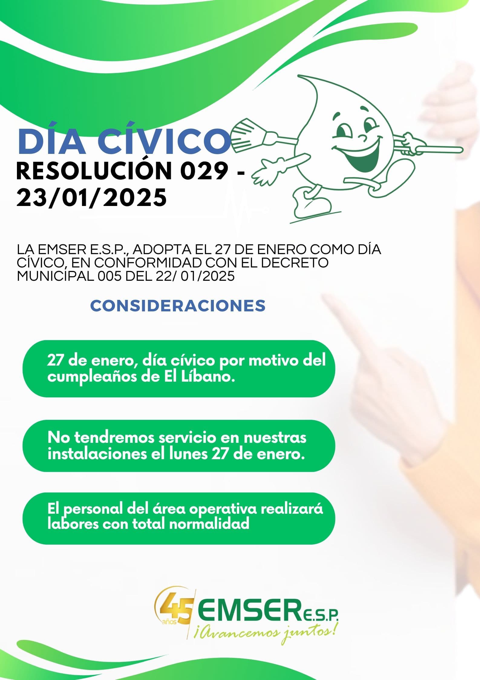 Resolucion 029 adopción dia civico enero