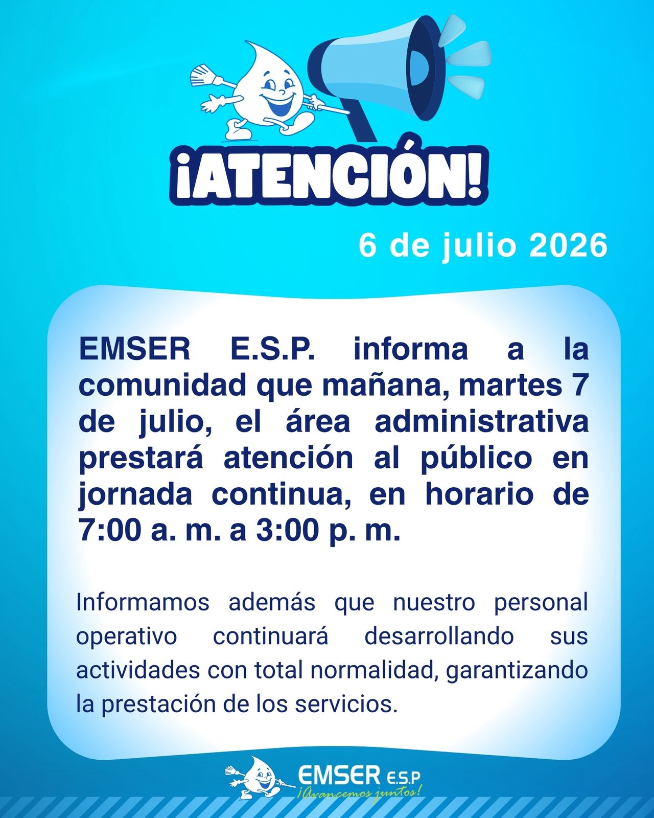 Resolucion no. 205 por la cual se modifica temporalmente el horario de atencion al publico