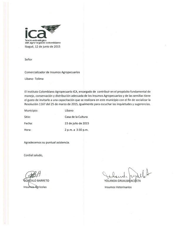 Instituto agropecuario ICA invita a la ciudadania